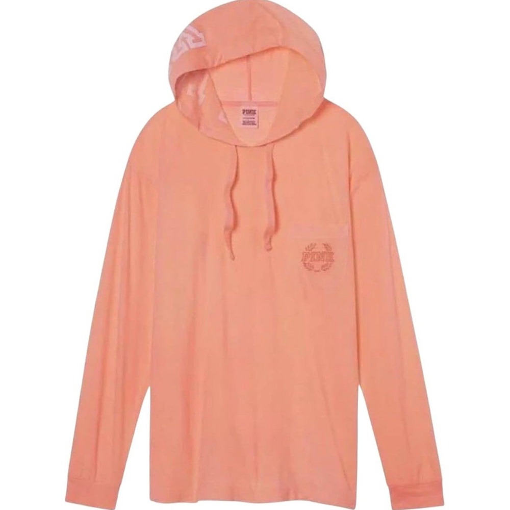 Pink Victoria's Secret Women's Long‎ Sleeve Beach Tunic Hoodie Logo Orange Small